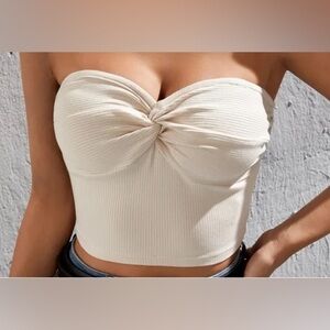 Cream Strapless Tube Top